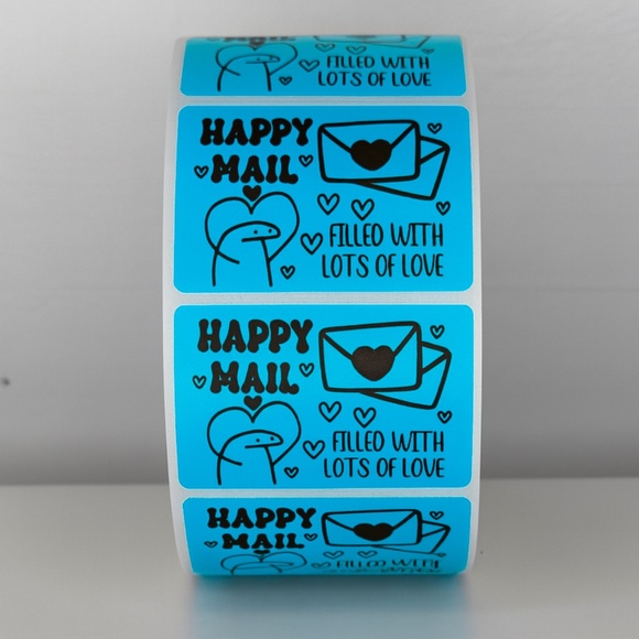 Happy Mail Stickers Filled With Love | Mint Cute Packaging Labels Heart - Picture 3 of 11